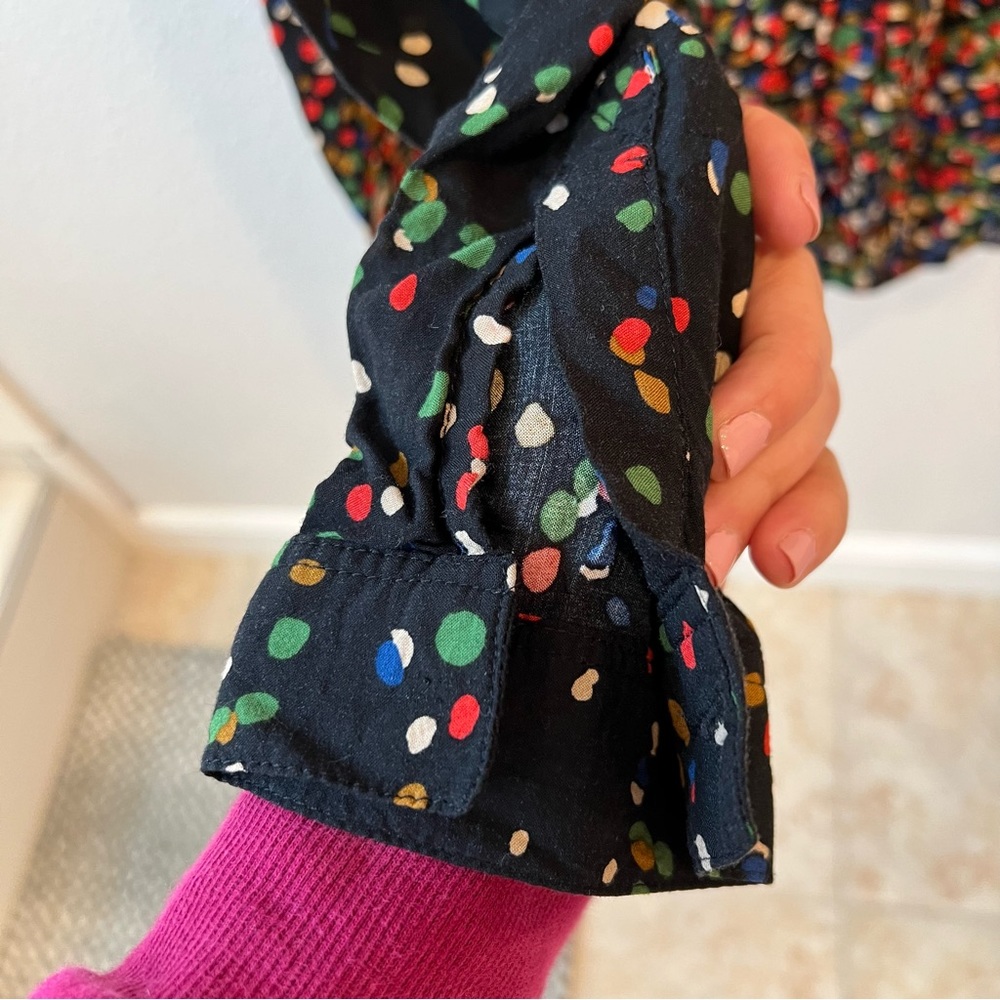 ANTHROPOLOGIE Maeve Wynwood Boho Polka Dot Button Down Blouse - Picture 9 of 13